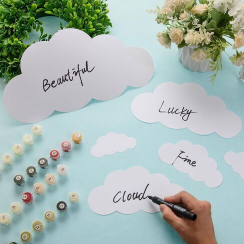 MixTeach 100 Pieces White Cloud Cutouts Set Paper Cloud Wall Decals Cloud Shapes Cardstock Die Cut Paper for Classroom Decoration Room Decor Party Wall Decoration Nursery Playroom Decor in Saudi Arabia