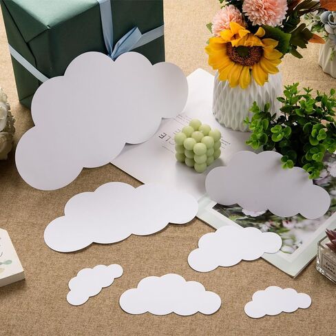 MixTeach 100 Pieces White Cloud Cutouts Set Paper Cloud Wall Decals Cloud Shapes Cardstock Die Cut Paper for Classroom Decoration Room Decor Party Wall Decoration Nursery Playroom Decor in Saudi Arabia