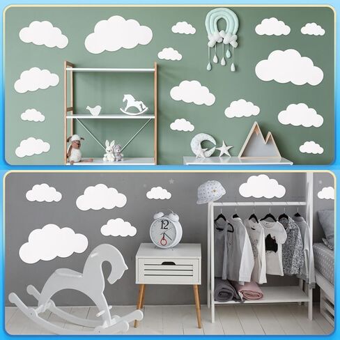 MixTeach 100 Pieces White Cloud Cutouts Set Paper Cloud Wall Decals Cloud Shapes Cardstock Die Cut Paper for Classroom Decoration Room Decor Party Wall Decoration Nursery Playroom Decor in Saudi Arabia