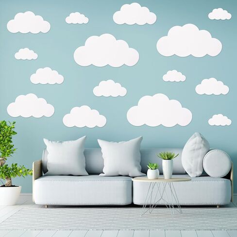 MixTeach 100 Pieces White Cloud Cutouts Set Paper Cloud Wall Decals Cloud Shapes Cardstock Die Cut Paper for Classroom Decoration Room Decor Party Wall Decoration Nursery Playroom Decor in Saudi Arabia