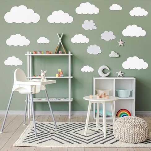 MixTeach 100 Pieces White Cloud Cutouts Set Paper Cloud Wall Decals Cloud Shapes Cardstock Die Cut Paper for Classroom Decoration Room Decor Party Wall Decoration Nursery Playroom Decor in Saudi Arabia