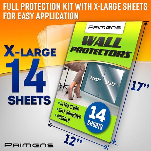 Wall Protector Sheets for Painted Wall. Clear Plastic Adhesive Film Stickers for Kitchen & Office from Oil Backsplash, Trash, Chair Back, Furniture, Scuff. Door Guards Shield Dog, Contact Paper 14pcs in Kuwait
