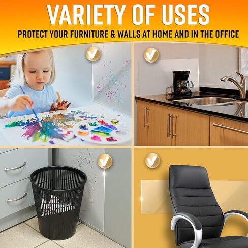 Wall Protector Sheets for Painted Wall. Clear Plastic Adhesive Film Stickers for Kitchen & Office from Oil Backsplash, Trash, Chair Back, Furniture, Scuff. Door Guards Shield Dog, Contact Paper 14pcs in Kuwait