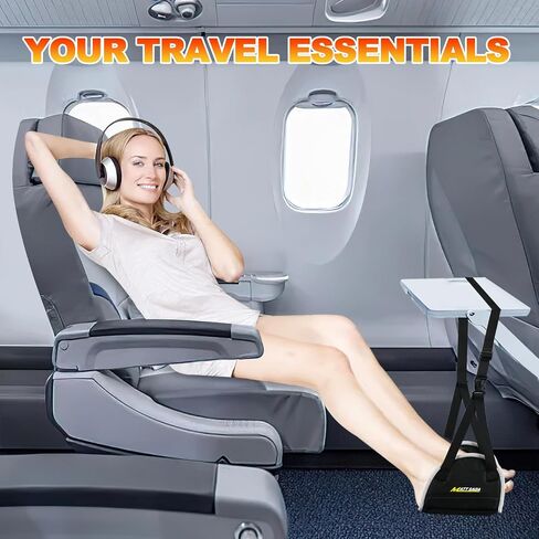 Airplane Foot Hammock Adjustable Foot Rest Hammock,Foot Hammock for Travel Essentials,by Thicked Memory Cotton Filling with Support Plates,Ideal for Resting Your Legs on Long Walks and at The Office in Saudi Arabia
