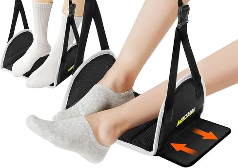 Airplane Foot Hammock Adjustable Foot Rest Hammock,Foot Hammock for Travel Essentials,by Thicked Memory Cotton Filling with Support Plates,Ideal for Resting Your Legs on Long Walks and at The Office in Saudi Arabia