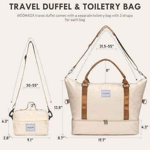 WOOMADA Weekender Overnight Bag for Women, Shoulder Travel Duffel with Shoes Compartment,Gym Bag with Toiletry Bag in Kuwait