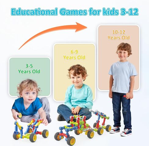 Stem Building Toys for 3 4 5 6 7 8 Year Old Boys Girls Kids,125 Pieces Building Blocks Educational Learning Toys with Large Storage Box,Ideal Christmas Birthday Gifts in Kuwait