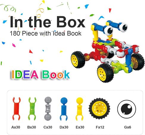Stem Building Toys for 3 4 5 6 7 8 Year Old Boys Girls Kids,125 Pieces Building Blocks Educational Learning Toys with Large Storage Box,Ideal Christmas Birthday Gifts in Kuwait
