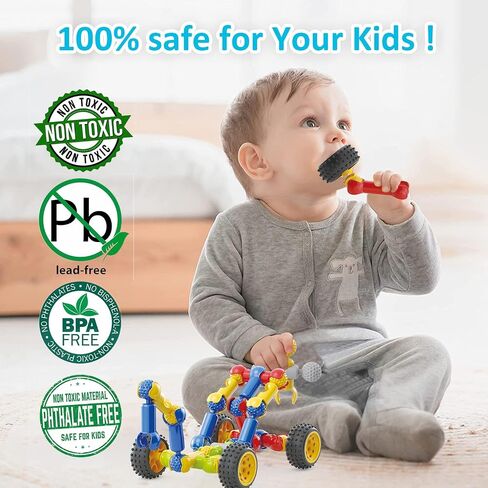 Stem Building Toys for 3 4 5 6 7 8 Year Old Boys Girls Kids,125 Pieces Building Blocks Educational Learning Toys with Large Storage Box,Ideal Christmas Birthday Gifts in Kuwait