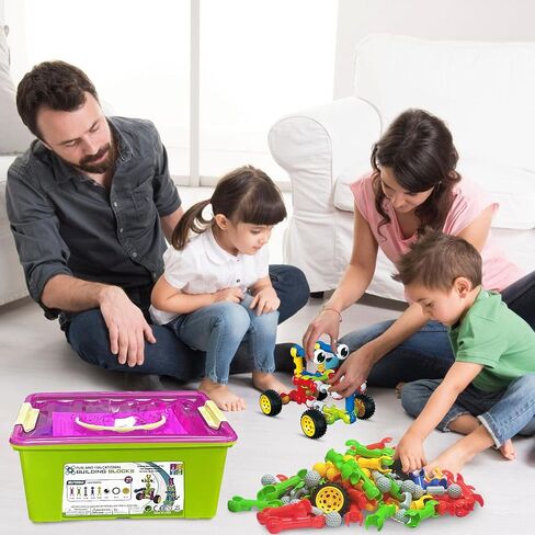 Stem Building Toys for 3 4 5 6 7 8 Year Old Boys Girls Kids,125 Pieces Building Blocks Educational Learning Toys with Large Storage Box,Ideal Christmas Birthday Gifts in Kuwait