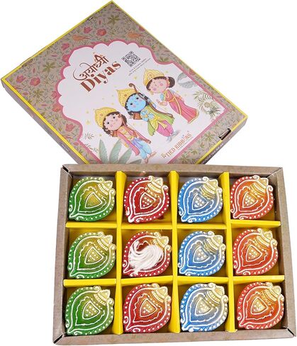 TIED RIBBONS 12 pcs Handmade Clay Diya for Diwali | Traditional Indian Diyas Tealight | Indian Oil Lamp | Diwali Decorations for Home | Diwali Diyas for Pooja | Diwali Gifts | Terracotta Diyas in Saudi Arabia