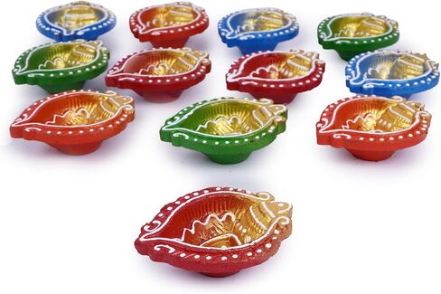 TIED RIBBONS 12 pcs Handmade Clay Diya for Diwali | Traditional Indian Diyas Tealight | Indian Oil Lamp | Diwali Decorations for Home | Diwali Diyas for Pooja | Diwali Gifts | Terracotta Diyas in Saudi Arabia