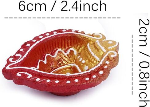 TIED RIBBONS 12 pcs Handmade Clay Diya for Diwali | Traditional Indian Diyas Tealight | Indian Oil Lamp | Diwali Decorations for Home | Diwali Diyas for Pooja | Diwali Gifts | Terracotta Diyas in Saudi Arabia
