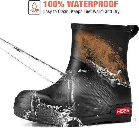 HISEA Women's Short Chelsea Boots Ankle Rubber Rain Boots for Garden Waterproof in Saudi Arabia