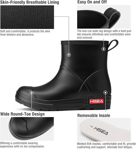 HISEA Women's Short Chelsea Boots Ankle Rubber Rain Boots for Garden Waterproof in Saudi Arabia
