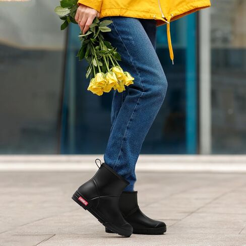 HISEA Women's Short Chelsea Boots Ankle Rubber Rain Boots for Garden Waterproof in Saudi Arabia