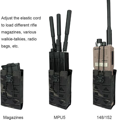 Tactical Radio Pouch MOLLE Radio Holster Compatible with 148/152 MPU5 Baofeng Radio Case Bag Walkie Talkies Rifle Mag with Elastic Cord 500D Nylon in Kuwait
