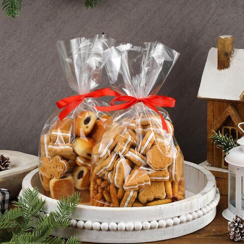 Humyoun 100 Pcs Gusseted Flat Bottom Cellophane Bags with Paper Insert Smores Bags Popcorn Cookie Bags for Gift Giving Goodie Clear Popcorn Bags Gusseted Cello Bags (1.97 x 3.94 x 7.87 Inches) in Saudi Arabia