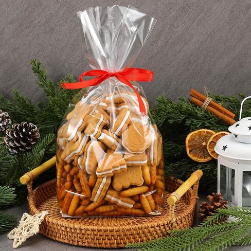 Humyoun 100 Pcs Gusseted Flat Bottom Cellophane Bags with Paper Insert Smores Bags Popcorn Cookie Bags for Gift Giving Goodie Clear Popcorn Bags Gusseted Cello Bags (1.97 x 3.94 x 7.87 Inches) in Saudi Arabia