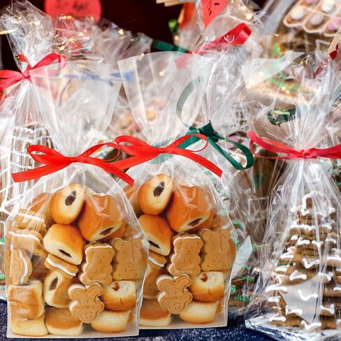 Humyoun 100 Pcs Gusseted Flat Bottom Cellophane Bags with Paper Insert Smores Bags Popcorn Cookie Bags for Gift Giving Goodie Clear Popcorn Bags Gusseted Cello Bags (1.97 x 3.94 x 7.87 Inches) in Saudi Arabia