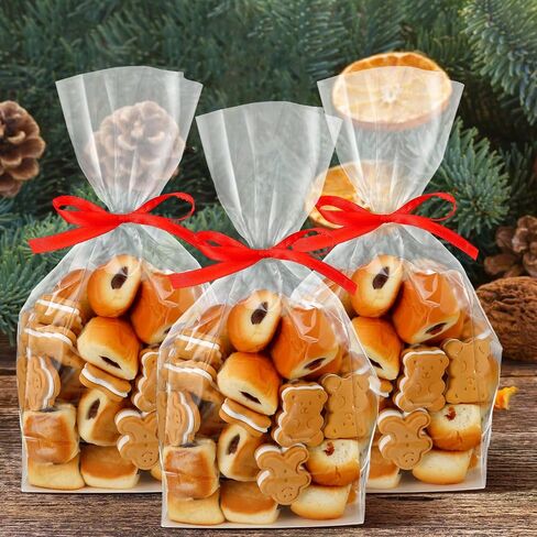 Humyoun 100 Pcs Gusseted Flat Bottom Cellophane Bags with Paper Insert Smores Bags Popcorn Cookie Bags for Gift Giving Goodie Clear Popcorn Bags Gusseted Cello Bags (1.97 x 3.94 x 7.87 Inches) in Saudi Arabia