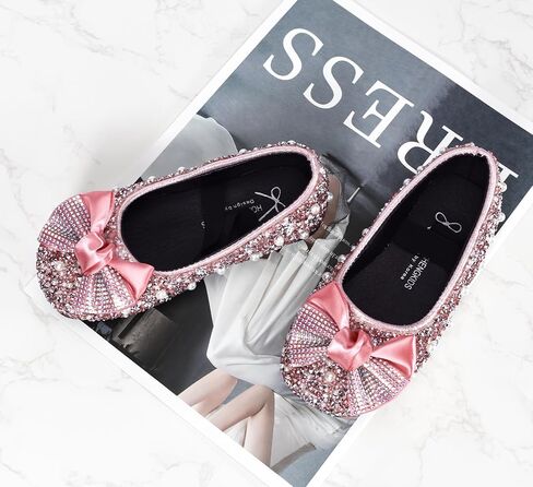 TRIWORIAE-Bling Girls Princess Shoes Glitter Ballerina Ballet Flats for Kid Toddler for Wedding Birthday Party in Saudi Arabia