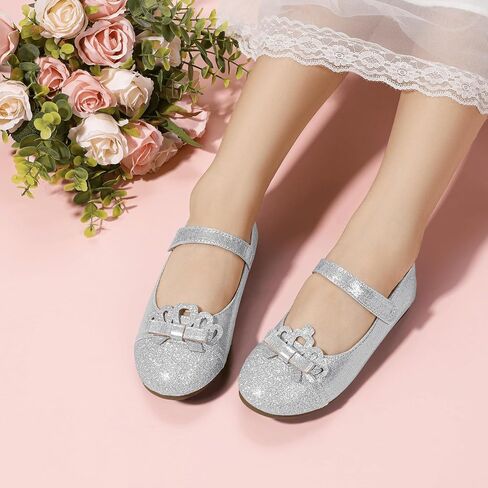 Hehainom Toddler Girls Dress Shoes Mary Jane Ballet Flats Flower Girl School Party Wedding Princess Shoes in Saudi Arabia