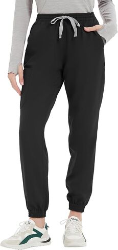 بنطال طبي للنساء - بنطال رياضي متوسط ​​الارتفاع بأربعة اتجاهات قابل للتمدد مع رباط خصر و7 جيوب in Kuwait