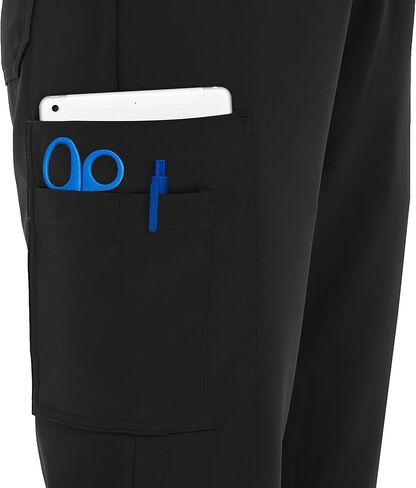 بنطال طبي للنساء - بنطال رياضي متوسط ​​الارتفاع بأربعة اتجاهات قابل للتمدد مع رباط خصر و7 جيوب in Kuwait