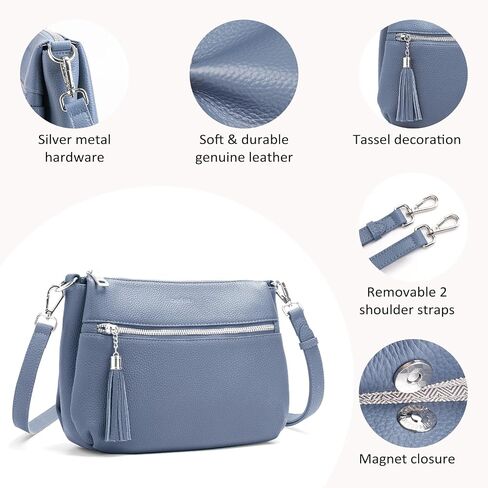 befen Genuine Leather Crossbody Hobo Purses for Women, Ladies Shoulder Bags Handbags with 2 Shoulder Straps in Kuwait