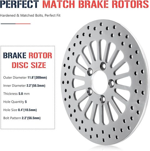دوارات أقراص الفرامل الأمامية مقاس 11.8 بوصة لنماذج Harley Davidson Touring لـ Road King for Street Glide for Road Glide for Ultra Limitid مع مجموعة مسامير ذات فتحات دائرية قرص من الفولاذ المقاوم للصدأ 2008-2013 in Saudi Arabia