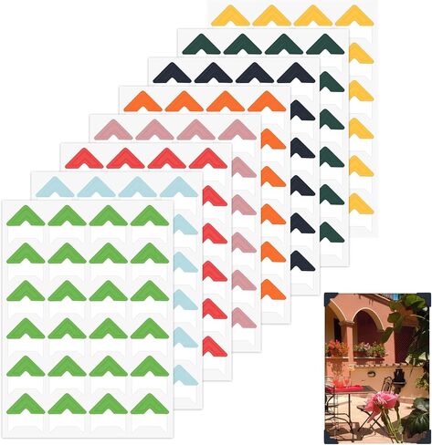 Giantree 192 Pcs Photo Corners for Scrapbooking, Self-Adhesive Photo Mounting Corners Picture Corner Sticker for Scrapbooks Album Diary DIY Craft Supplies, 8 Sheets 8 Colors(Multiple Colour) in Saudi Arabia