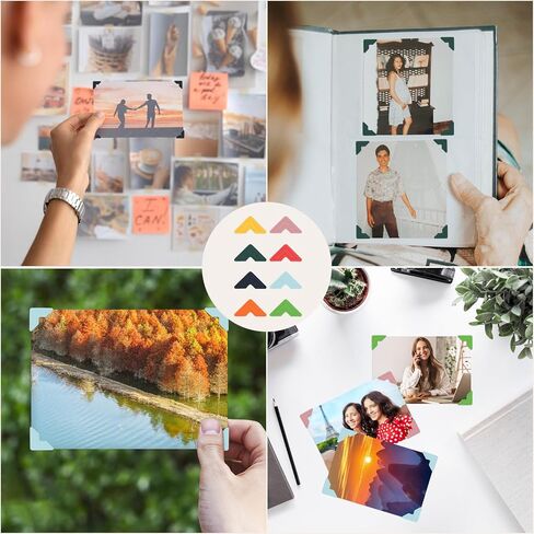 Giantree 192 Pcs Photo Corners for Scrapbooking, Self-Adhesive Photo Mounting Corners Picture Corner Sticker for Scrapbooks Album Diary DIY Craft Supplies, 8 Sheets 8 Colors(Multiple Colour) in Saudi Arabia