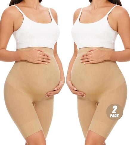 Maternity Underwear Shapewear For Women, Seamless, High Waist, Shorts Panties For Pregnancy, Over Bump, 2 Pack in Saudi Arabia