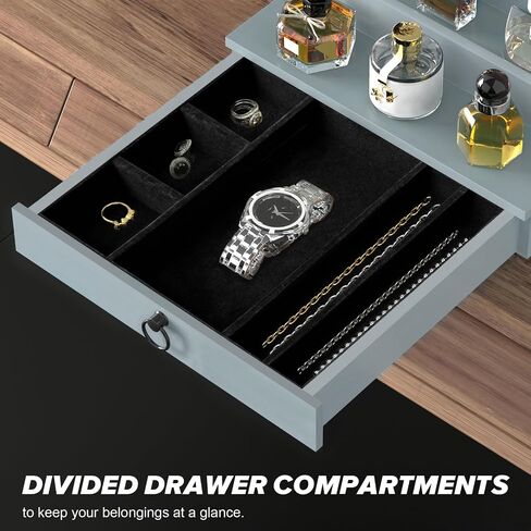 Cologne Organizer for Men, 4 Tier Cologne Stand, Cologne Shelf with Drawer and Hidden Compartment White Perfume Display Holder in Saudi Arabia