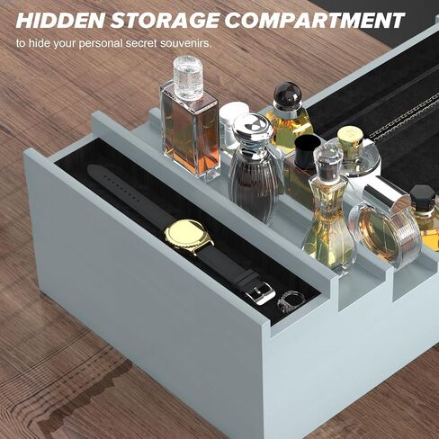 Cologne Organizer for Men, 4 Tier Cologne Stand, Cologne Shelf with Drawer and Hidden Compartment White Perfume Display Holder in Saudi Arabia