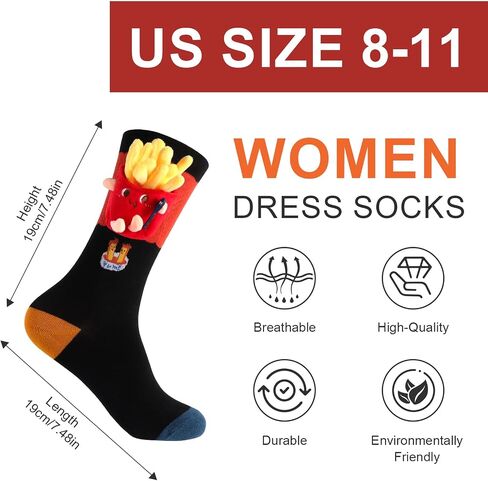 Food Themes Funny 3D Socks, Crazy Cool Novelty Silly Socks Gift for Women in Saudi Arabia