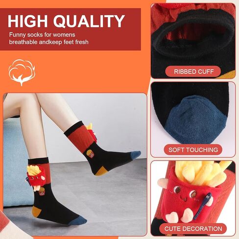 Food Themes Funny 3D Socks, Crazy Cool Novelty Silly Socks Gift for Women in Saudi Arabia