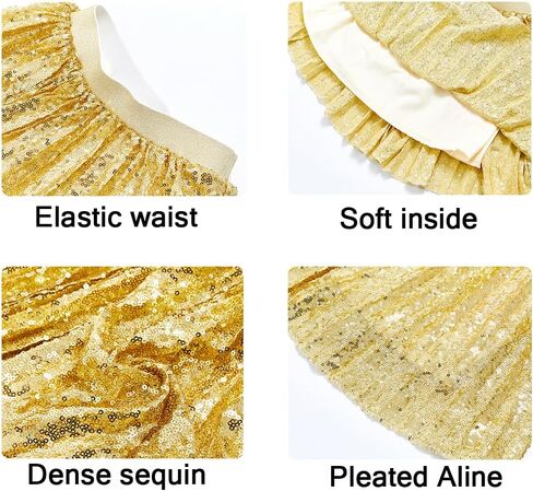 تنانير الفتيات تنانير مطويات لامعة ومزينة بالترتر للفتيات لحفلات أعياد الميلاد، تنانير صغيرة لامعة لامعة وحفلات موسيقية in Kuwait