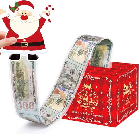 Christmas Money Box for Cash Gift Pull, Surprise Money Gift Boxes for Kids Adults with 100Pcs Transparent Bags - Fun Ways to Give Cash as A for Your Loved Ones in Saudi Arabia
