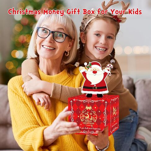 Christmas Money Box for Cash Gift Pull, Surprise Money Gift Boxes for Kids Adults with 100Pcs Transparent Bags - Fun Ways to Give Cash as A for Your Loved Ones in Saudi Arabia