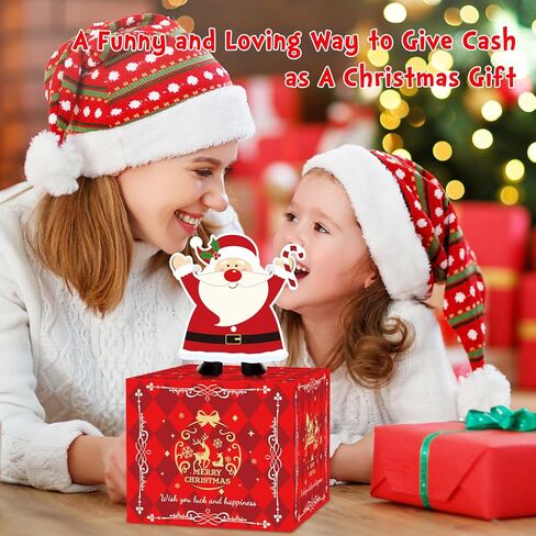 Christmas Money Box for Cash Gift Pull, Surprise Money Gift Boxes for Kids Adults with 100Pcs Transparent Bags - Fun Ways to Give Cash as A for Your Loved Ones in Saudi Arabia