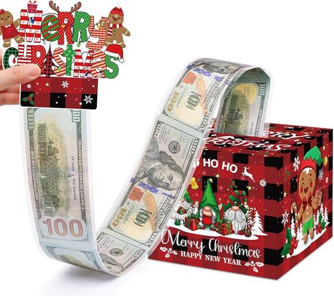 Christmas Money Box for Cash Gift Pull, Surprise Money Gift Boxes for Kids Adults with 100Pcs Transparent Bags - Fun Ways to Give Cash as A for Your Loved Ones in Saudi Arabia