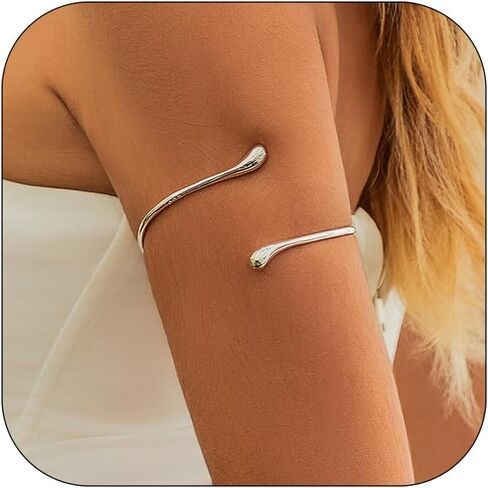 Todenb Upper Arm Cuff for Women Minimalist Adjustable Arm Band Gold Silver Arm Cuff Multi-Layer Arm Bracelet Upper Arm Jewelry in Kuwait