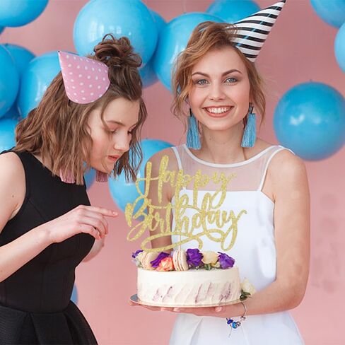 غلاف كعكة عيد ميلاد سعيد من كاوينلا، تزيين كعكة عيد ميلاد سعيد ذهبي لامع مناسب لتزيين الحفلات للذكرى السنوية/عيد الميلاد (ذهبي) in Kuwait