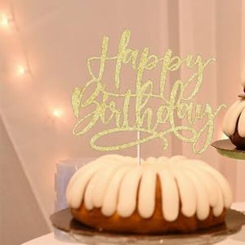 غلاف كعكة عيد ميلاد سعيد من كاوينلا، تزيين كعكة عيد ميلاد سعيد ذهبي لامع مناسب لتزيين الحفلات للذكرى السنوية/عيد الميلاد (ذهبي) in Kuwait
