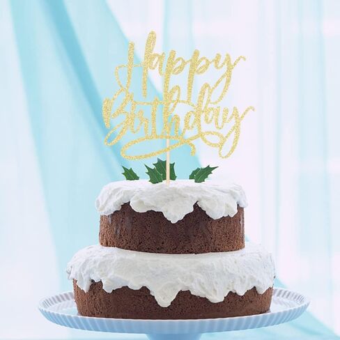 غلاف كعكة عيد ميلاد سعيد من كاوينلا، تزيين كعكة عيد ميلاد سعيد ذهبي لامع مناسب لتزيين الحفلات للذكرى السنوية/عيد الميلاد (ذهبي) in Kuwait