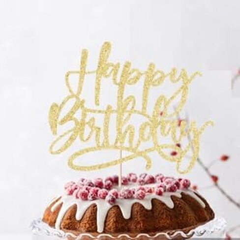 غلاف كعكة عيد ميلاد سعيد من كاوينلا، تزيين كعكة عيد ميلاد سعيد ذهبي لامع مناسب لتزيين الحفلات للذكرى السنوية/عيد الميلاد (ذهبي) in Kuwait