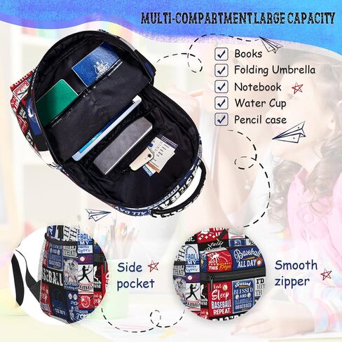 Baseball Backpack Gifts for Boys Elementary Middle High School Bookbags for Teen Kids Baseball School Bags Daypack 16 Inch in Saudi Arabia
