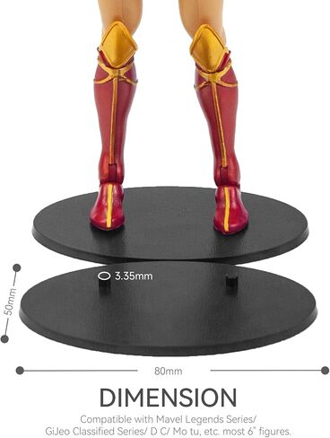 60PCS 6 inch Action Figure Display Stand, Toy Support Holder Display Stand with Peg, Compatible with 1/12 Scale Mavel Legends Series/Gi Jeo Classified Series/D C/Mo tu Figures, Black Square in Saudi Arabia